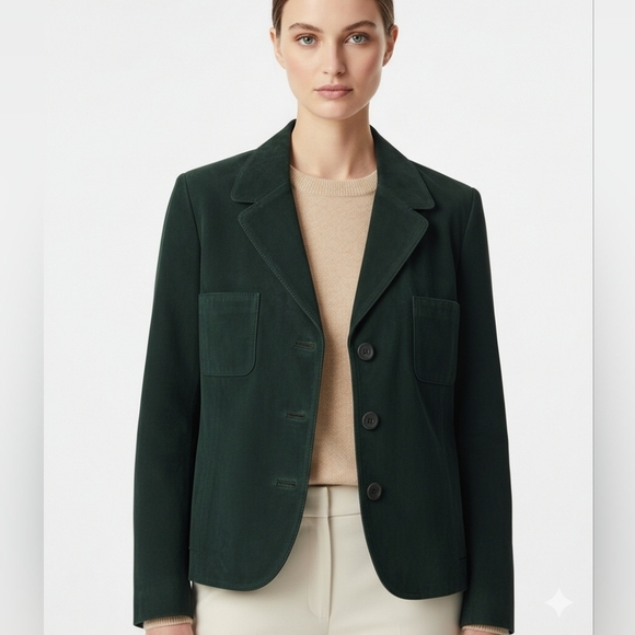 Danier Jackets & Blazers - DANIER Green Suede Leather Blazer Jacket - Soft as Butter - Size L Quiet Lux